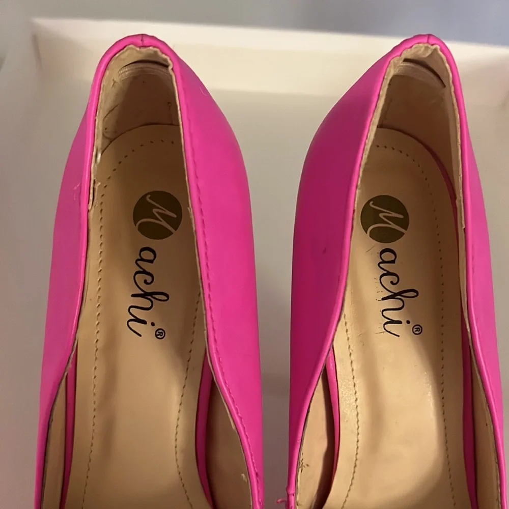 Neon Hot Machi pink heels! ππ size 8ππ Barbie Core! - Picture 7 of 13